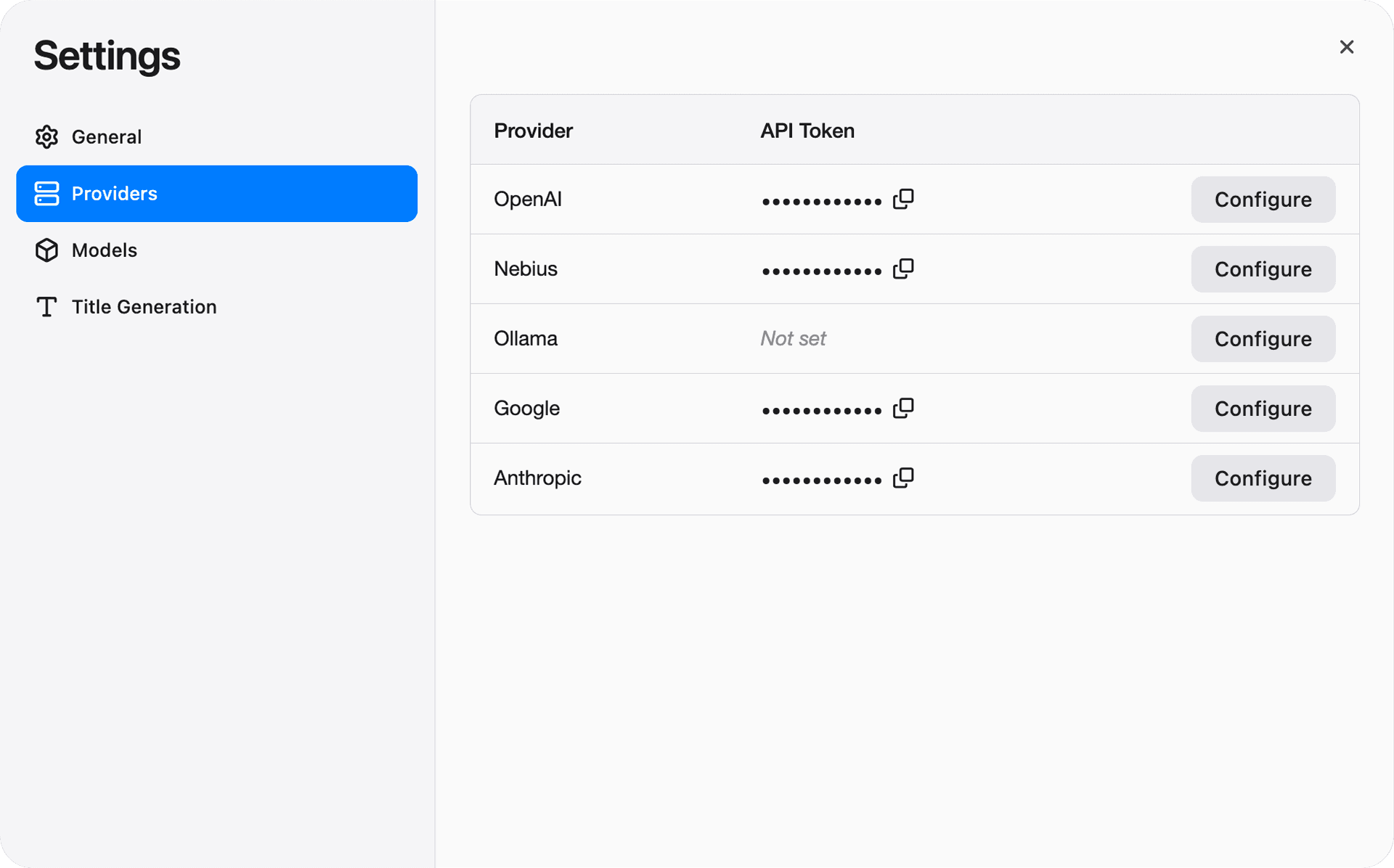 Bring Your Own API Keys screenshot