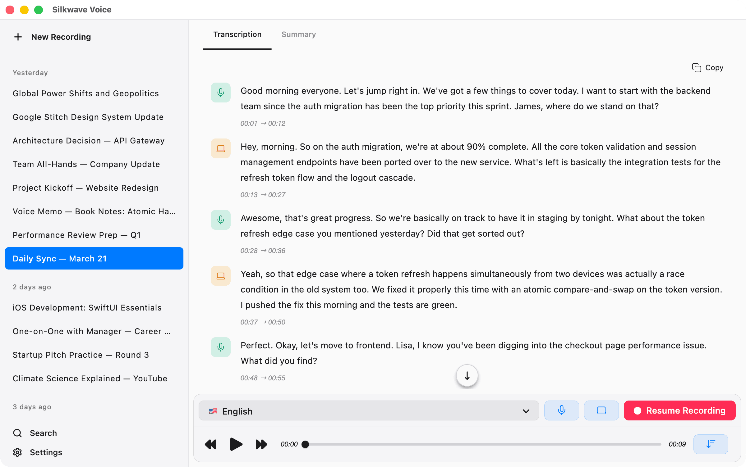 Silkwave Voice app screenshot