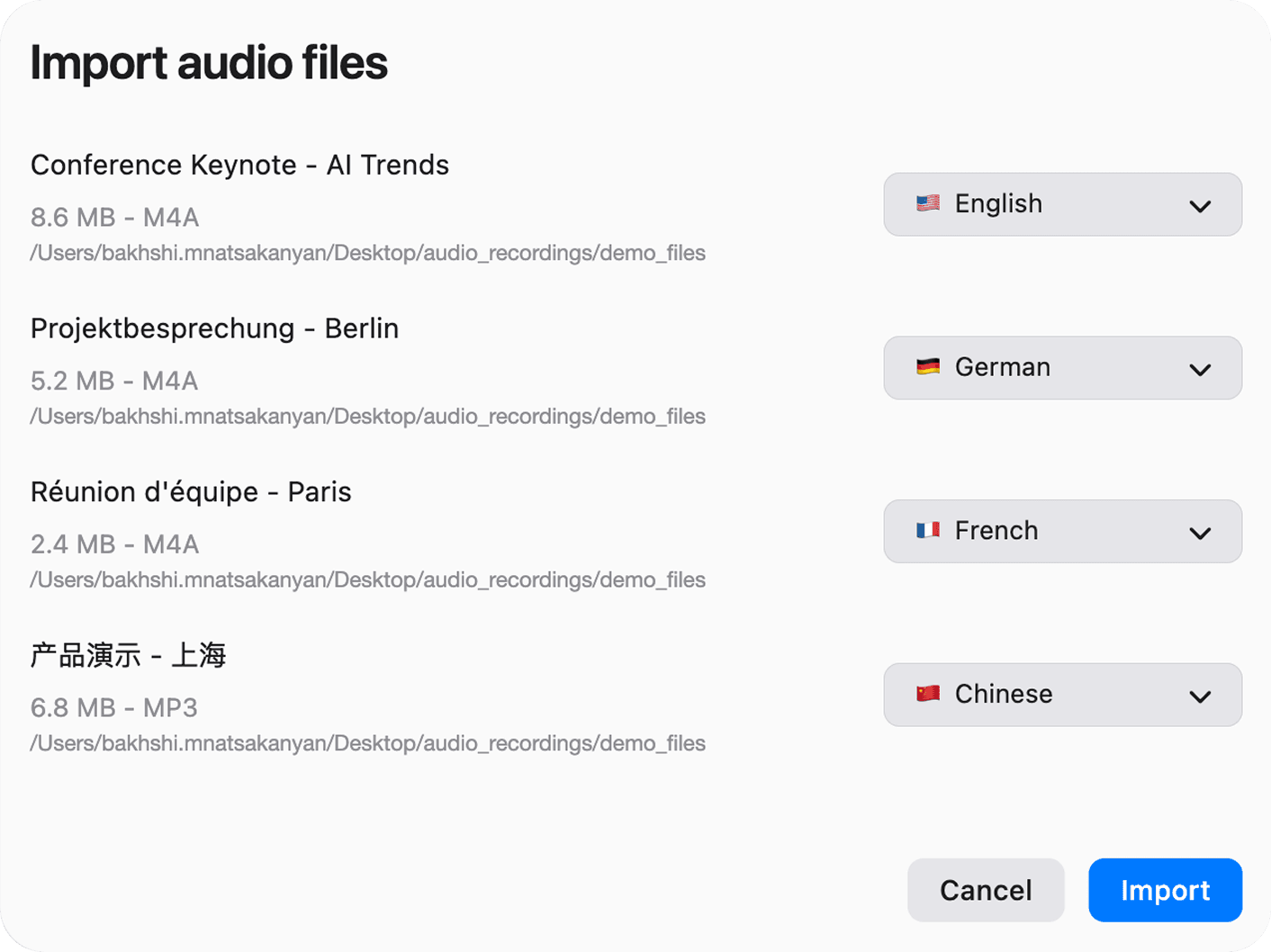 Import Audio Files & Export Recordings screenshot