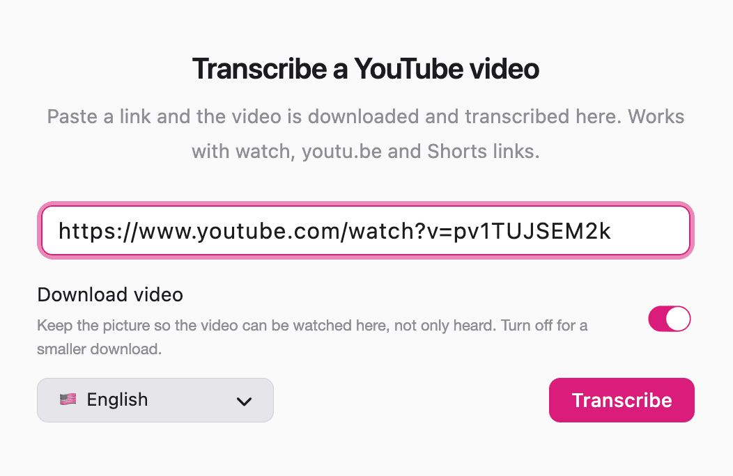 Paste a YouTube Link, Get a Transcript screenshot