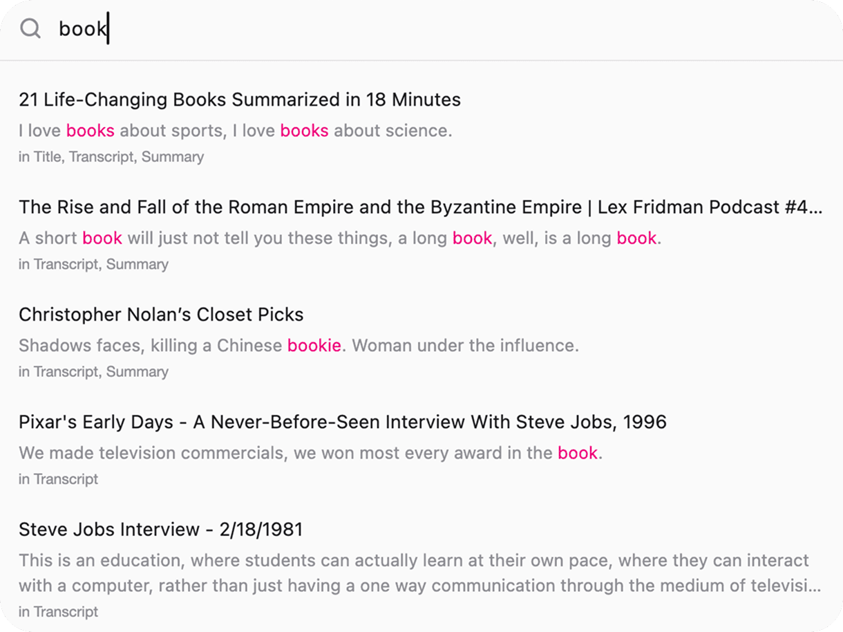 Full-Text Search screenshot
