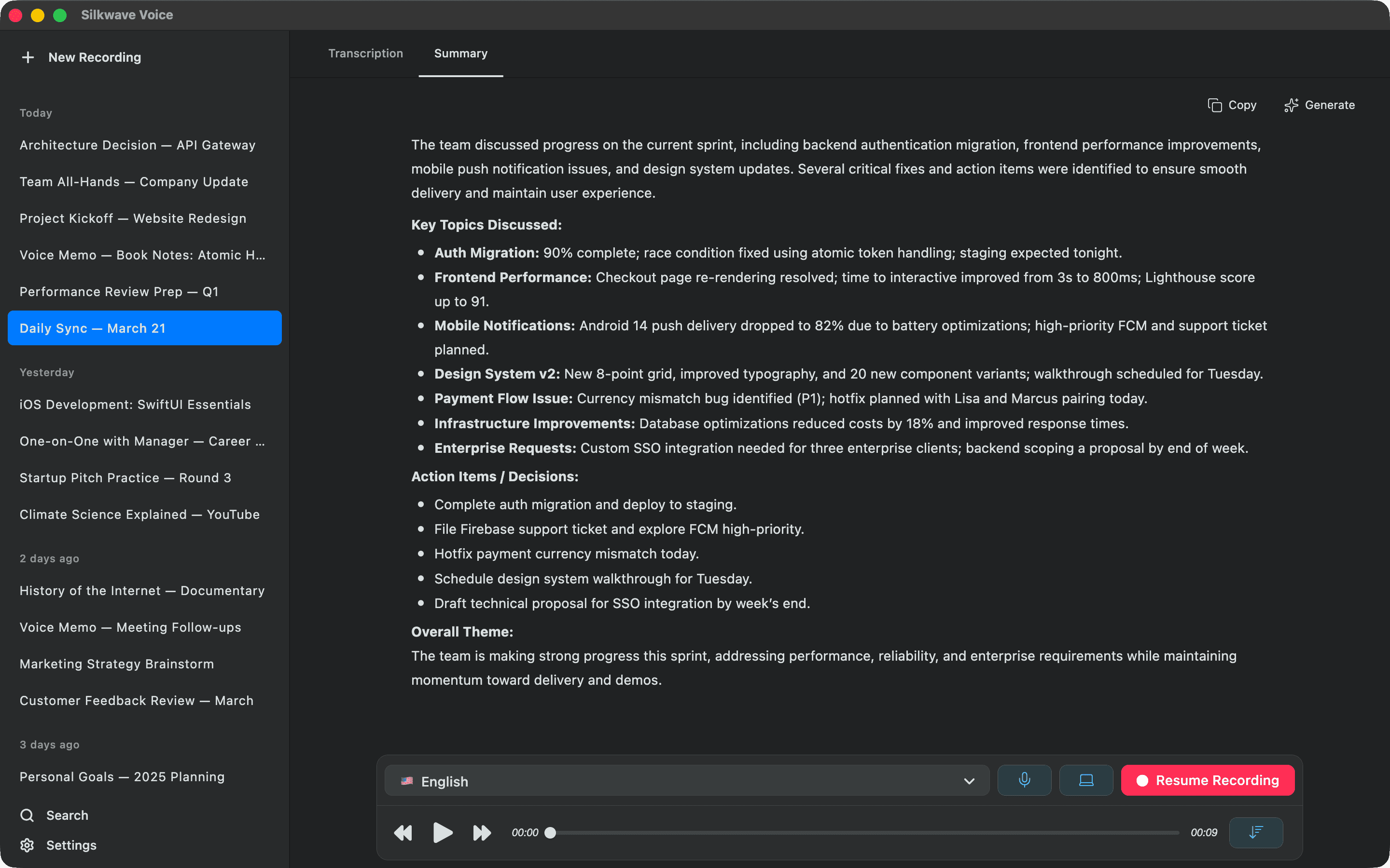 Dark Theme screenshot