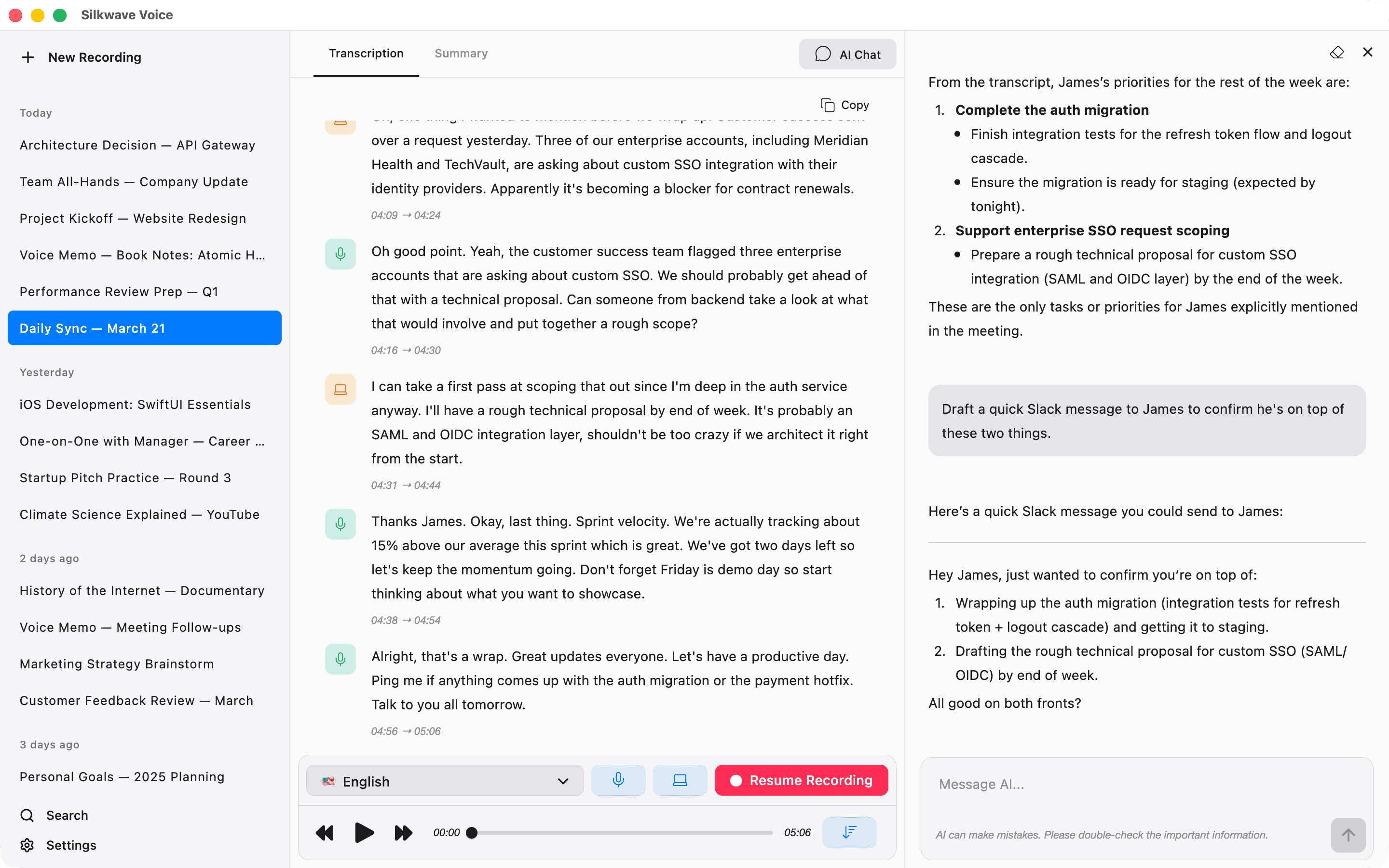 Silkwave Voice app screenshot